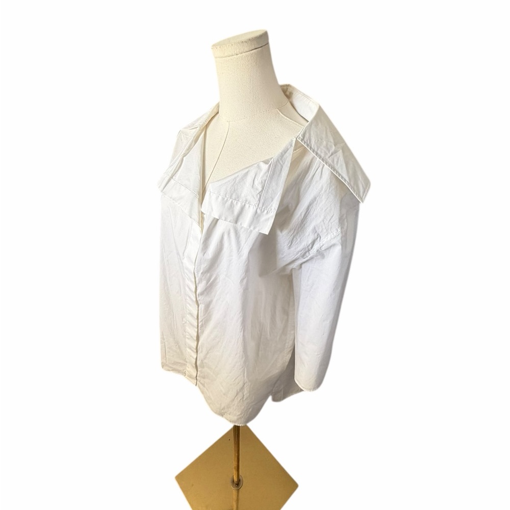 COS White Oversized Button-Down Wide Collared Shi… - image 8